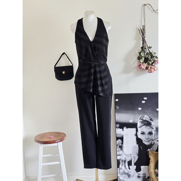 harlyn Pants - Harlyn Black Sleeveless Peplum Jumpsuit Classy Dressy S